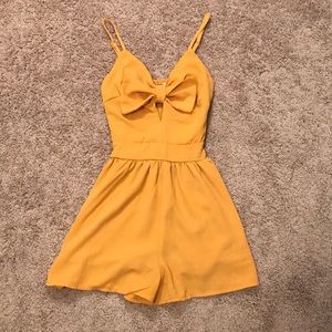 Mustard Yellow Bow Romper